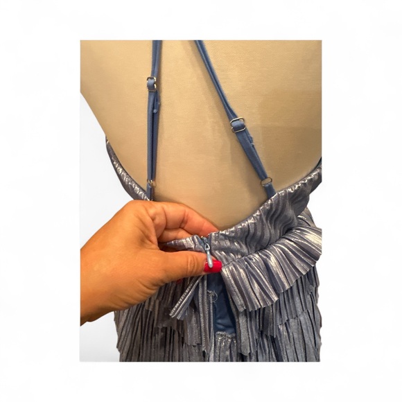 #342 Chic Blue Ruffled Dress - Picture 4 of 4